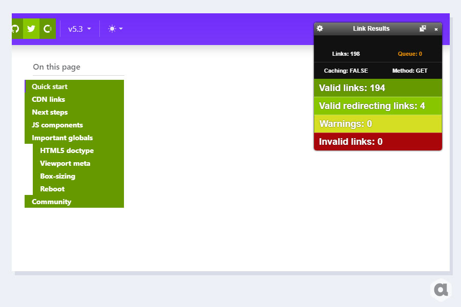 Ecrans d'interface de l'extension Chrome Check My Links