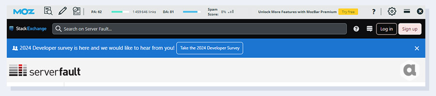 Ecrans d'interface de l'extension Chrome MozBar