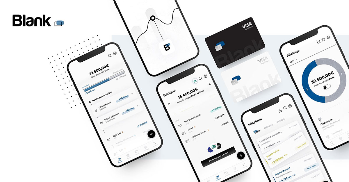 Ecrans d'interface de l'application Blank